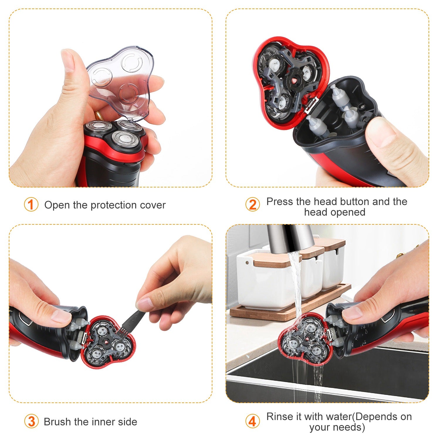 Electric Shaver Razor For Men IPX7 Waterproof Beard Trimmer 3D Rechargeable Painless Rotary Shaver