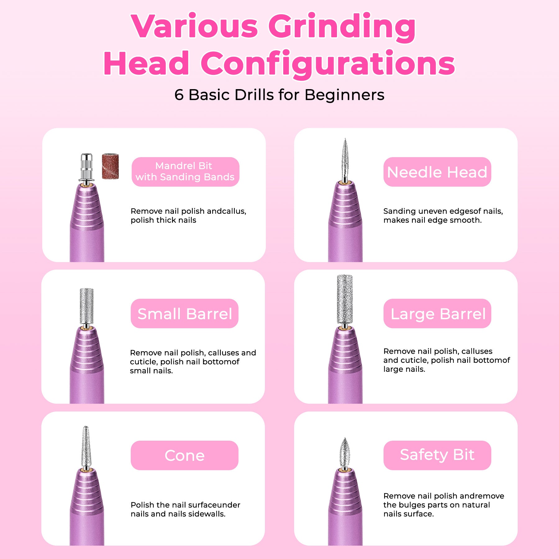 Portable Electric Nail Drill, Professional Nail File Kit For Acrylic, Gel Nails, Manicure Pedicure With Nail Drill Bits Sanding Bands Rose Gold