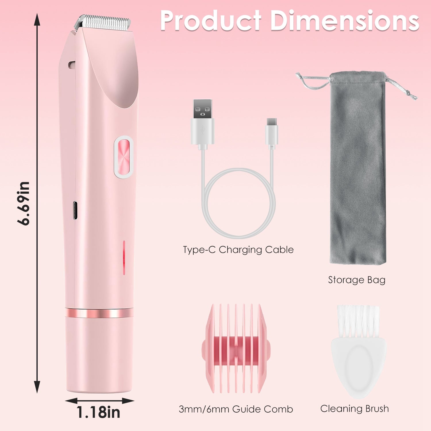 1Pc 2 In 1 Bikini Trimmer For Women | Dual Head Cordless Body Razor & Hair Remover