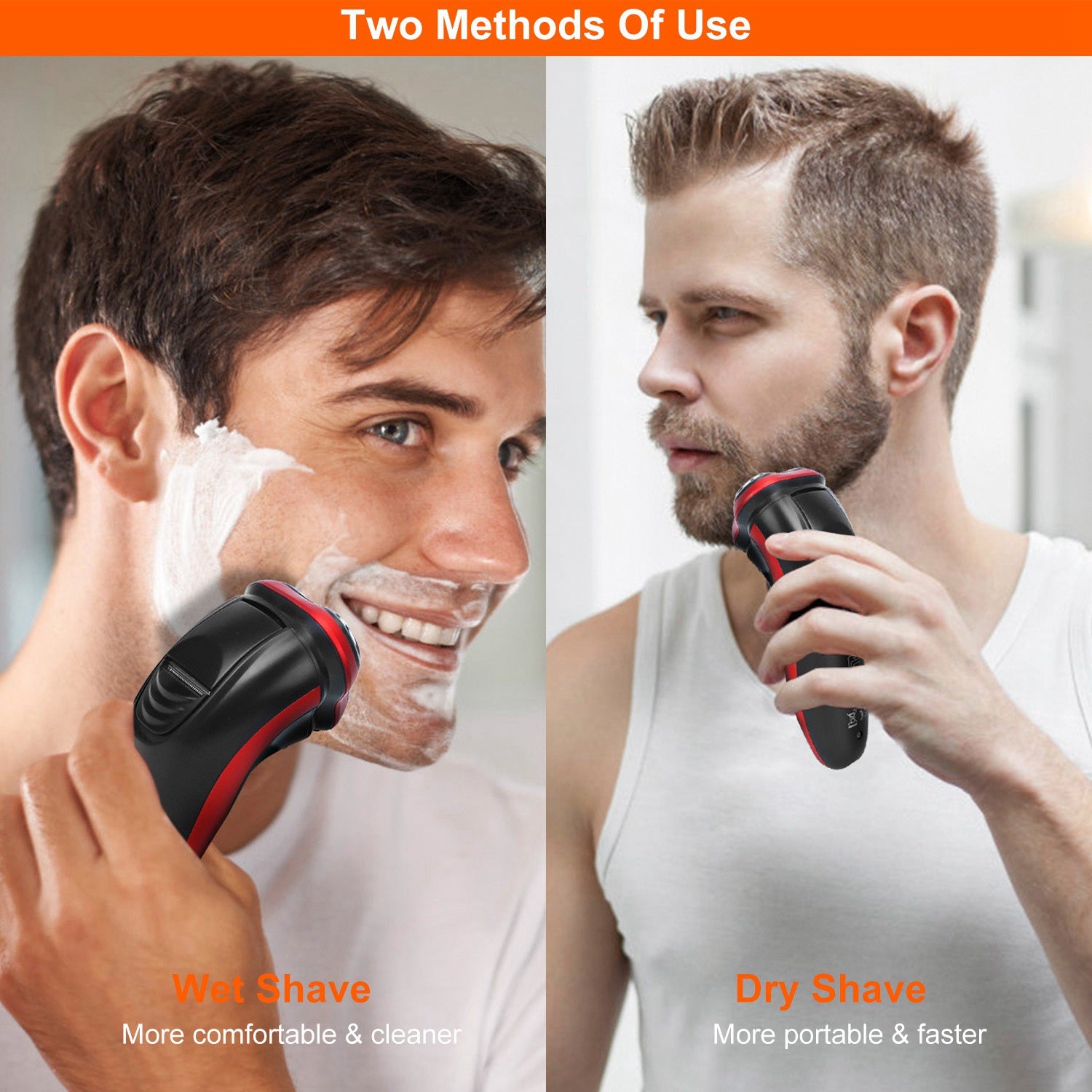 Electric Shaver Razor For Men IPX7 Waterproof Beard Trimmer 3D Rechargeable Painless Rotary Shaver