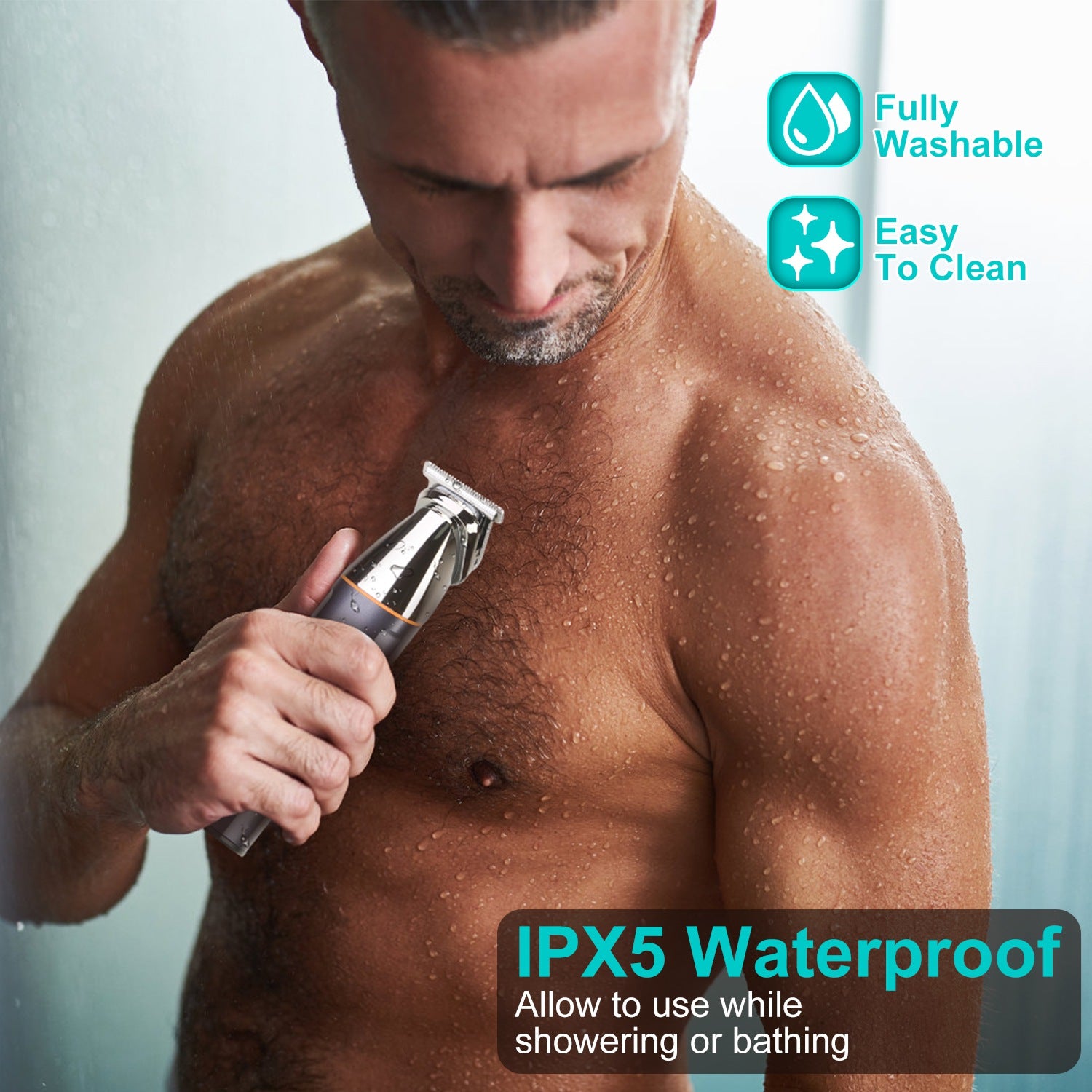 1Set All In One Beard Trimmer For Men Father's Day Gift With 5 Trimmer Heads IPX5 Waterproof Electric Razor For Face Nose Body Beard Cordless Hair Shaver Clipper Grooming Kit For Men Husband Father