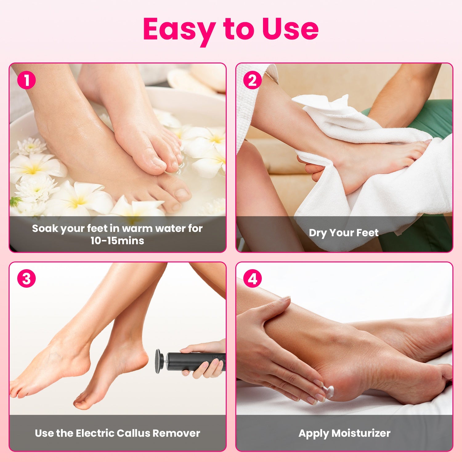 2 In 1 Electric Foot Callus Remover Nail Grinder Feet Care Kit For Women Rechargeable Foot File With 40 Sanding Discs Bands For Dead Skin Cracked Heels Home Salon Use
