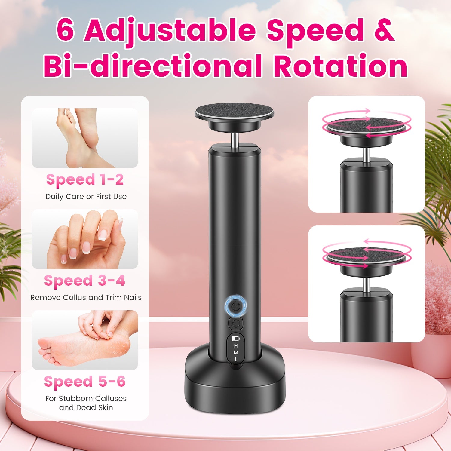 2 In 1 Electric Foot Callus Remover Nail Grinder Feet Care Kit For Women Rechargeable Foot File With 40 Sanding Discs Bands For Dead Skin Cracked Heels Home Salon Use