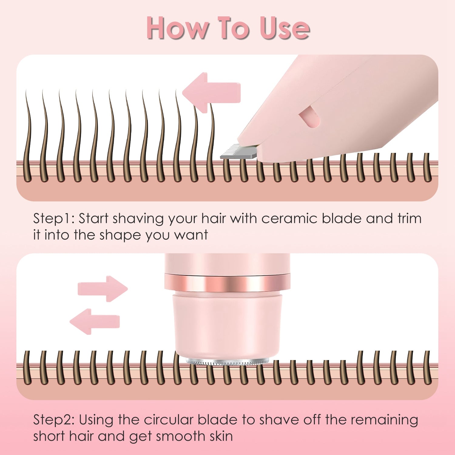 1Pc 2 In 1 Bikini Trimmer For Women | Dual Head Cordless Body Razor & Hair Remover