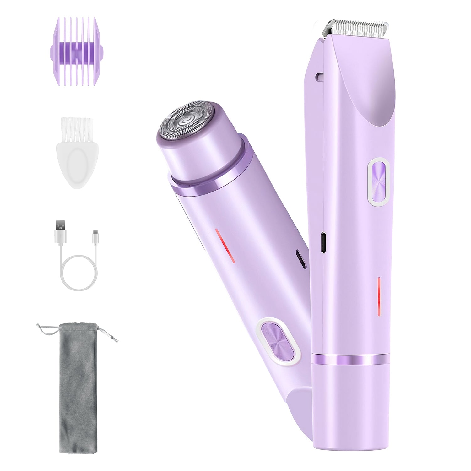 1Pc 2 In 1 Bikini Trimmer For Women | Dual Head Cordless Body Razor & Hair Remover