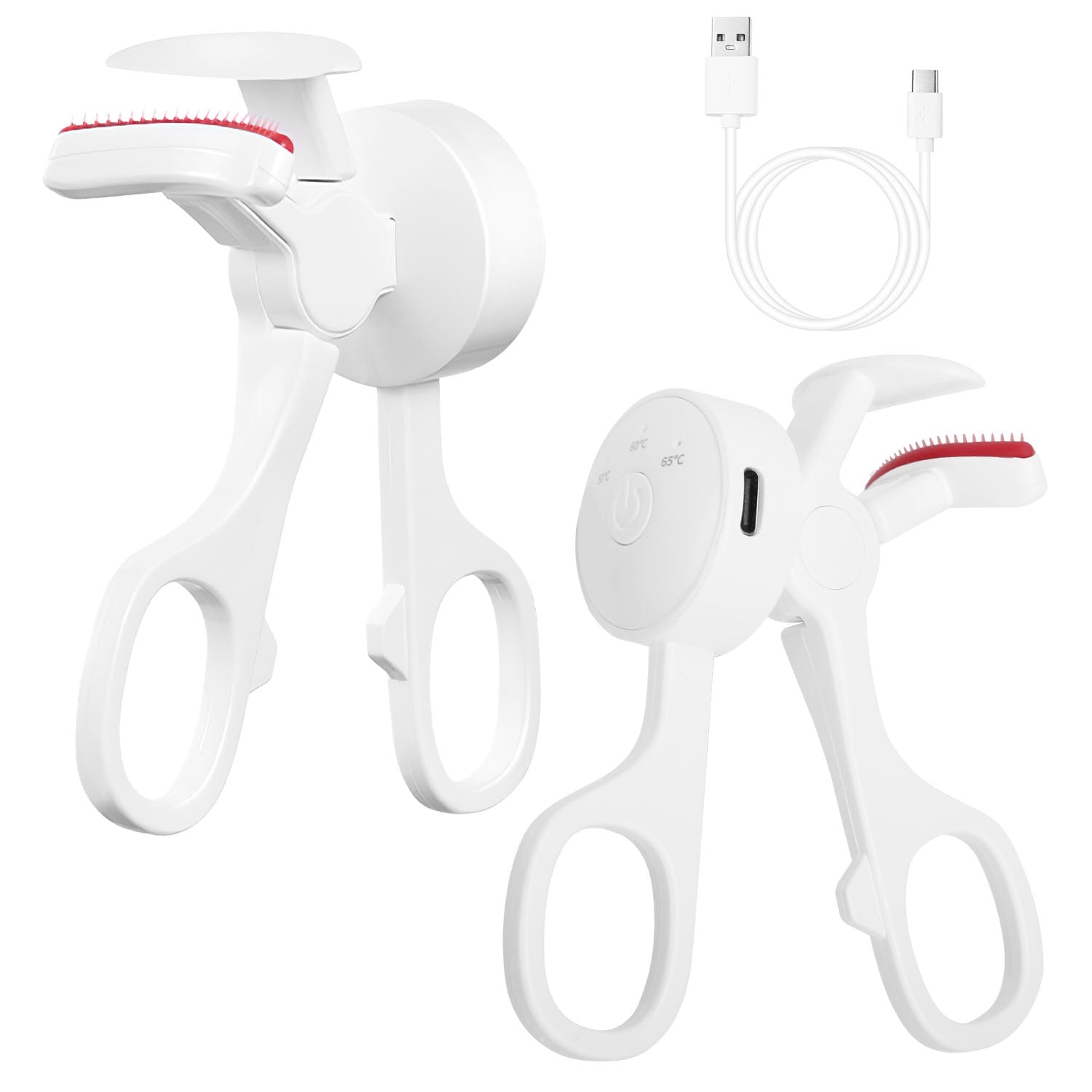 2Pcs Heated Eyelash Curler Electric USB Rechargeable Eyelash Curler Anti Burn Compact With Comb Heat Up Fast Within 8S For All Eye Shapes For Women Make Up Gift Travel Valentine Mother Day